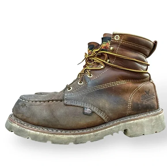 Thorogood Safety Toe American Heritage 6" Crepe Sole Work Boots size 9 2E Steel - Picture 2 of 16